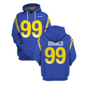 Rams 99 Aaron Donald Royal 2021 Stitched New Hoodie