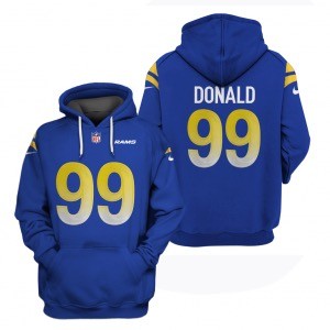 Rams 99 Aaron Donald Royal 2021 Stitched New Hoodie
