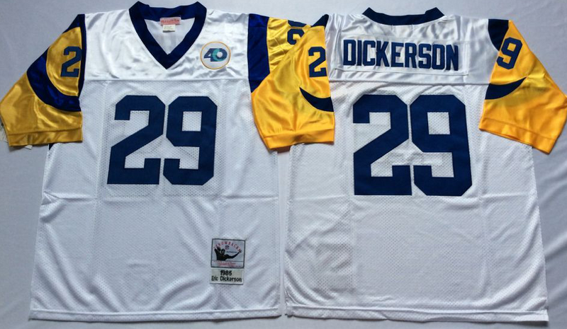 Rams 29 Eric Dickerson White M&N Throwback Men Jersey