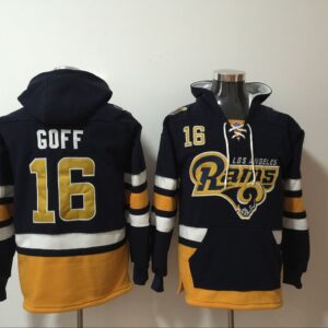 Rams 16 Jared Goff Navy All Stitched Hooded Men Sweatshirt