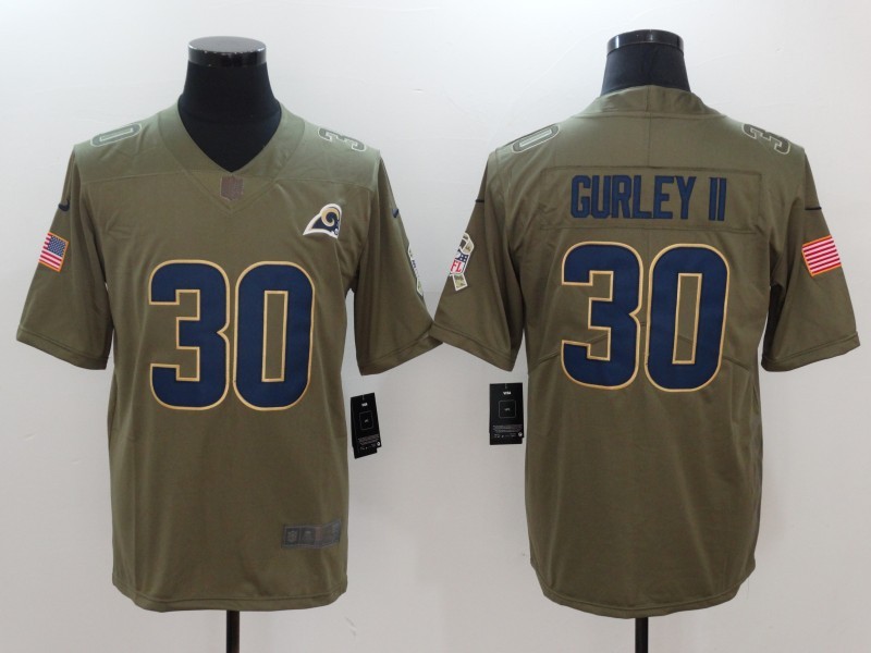 Nike Rams 30 Todd Gurley II Olive 2017 Salute To Service Limited Youth Jersey