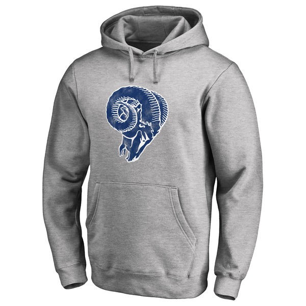 Men Los Angeles Rams Pro Line Gray Throwback Logo Pullover Hoodie