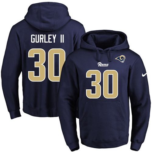 Rams 30 Todd Gurley II Navy Men Pullover Hoodie