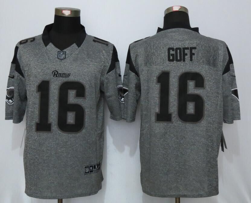 Rams 16 Jared Goff Gray Men Limited Gridiron Gray Jersey