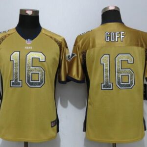 Rams 16 Jared Goff Gold Women Drift Jersey