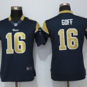 Rams 16 Jared Goff Navy Blue Women 2016 Draft Jersey