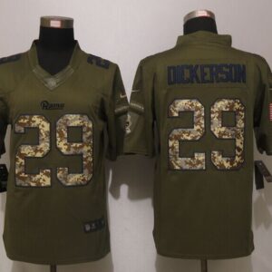 Rams 29 Eric Dickerson Green Salute To Service Limited Jersey