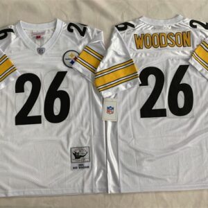 Steelers 26 Rod Woodson White Throwback Men Jersey