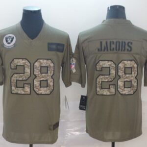 Nike Raiders 28 Josh Jacobs 2019 Olive Camo Salute To Service Limited Men Jersey