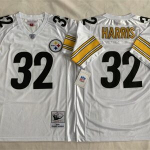 Steelers 32 Franco Harris White Throwback Men Jersey