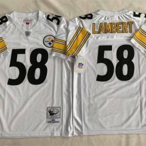 Steelers 58 Jack Lambert White Throwback Men Jersey