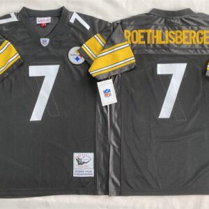 Steelers 7 Ben Roethlisberger Black Throwback Men Jersey