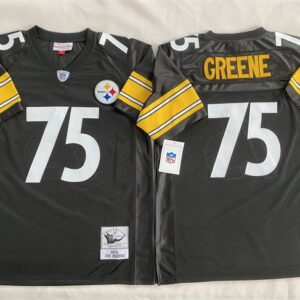 Steelers 75 Joe Greene Black Throwback Men Jersey