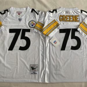 Steelers 75 Joe Greene White Throwback Men Jersey