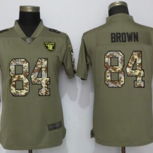 Nike Raiders 84 Antonio Brown Olive Camo Salute to Service Limited Women Jersey