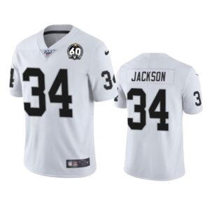 Niek Oakland Raiders 34 Bo Jackson Black White 60th Anniversary Vapor Men Jersey