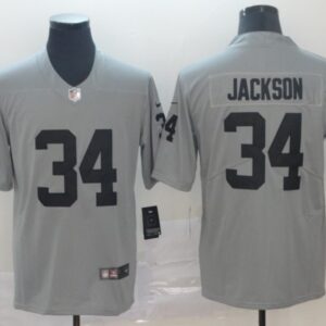 Nike Raiders 34 Bo Jackson Grey Inverted Legend Men Jersey