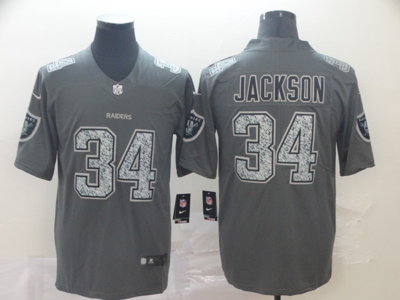 Nike Raiders 34 Bo Jackson Gray Static Vapor Untouchable Limited Men Jersey