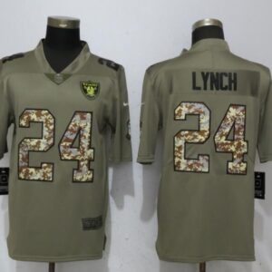 Nike Raiders 24 Marshawn Lynch Olive Camo Salute To Service Limited Men Jersey