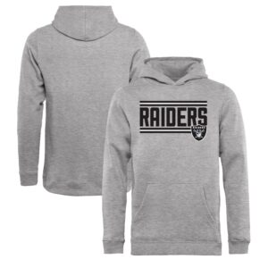 Oakland Raiders Pro Line Ash Side Stripe Pullover Youth Hoodie