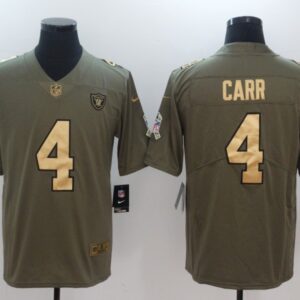 Nike Raiders 4 Derek Carr Olive Gold Salute To Service Limited Men Jersey