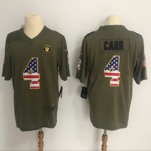 Nike Raiders 4 Derek Carr Olive 2017 Salute To Service USA Flag Limited Men Jersey