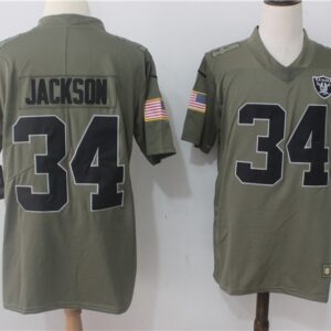 Nike Raiders 34 Bo Jackson Olive 2017 Salute To Service Limited Men Jersey