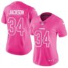 Raiders 34 Bo Jackson Pink Stitched Limited Rush Fashion Women Jersey