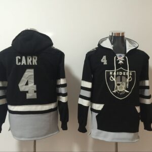 Oakland Raiders 4 Derek Carr Black All Stitched Hooded Men Sweatshirt