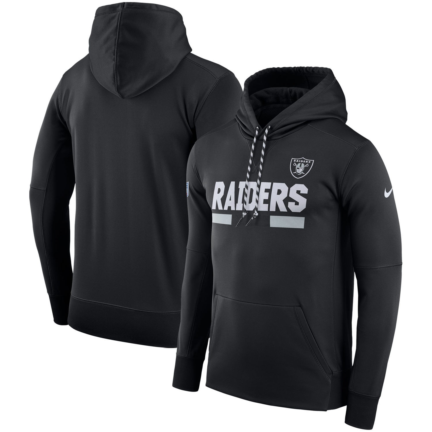 Nike Oakland Raiders Black Sideline Team Name Performance Pullover Men Hoodie