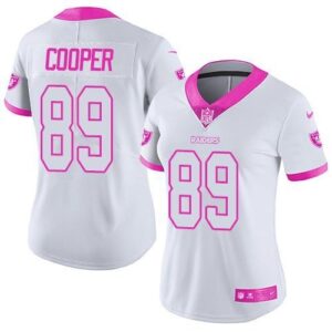 Raiders 89 Amari Cooper White Pink Stitched Limited Rush Fashion Women Jersey