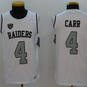 Raiders 4 Derek Carr White Color Rush Tank Top