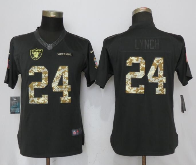 Nike Raiders 24 Marshawn Lynch Anthracite Salute to Service Limited Women Jersey