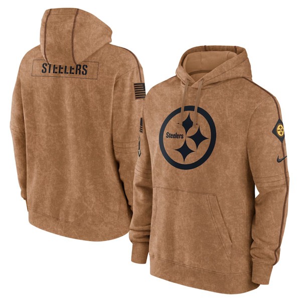 Steelers 2023 Brown Salute to Service Pullover Hoodie