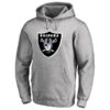 Men Oakland Raiders Pro Line Heathered Gray Primary Logo 2 Pullover Hoodie