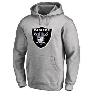 Men Oakland Raiders Pro Line Heathered Gray Primary Logo 2 Pullover Hoodie