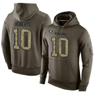 Men Raiders 10 Seth Roberts Green Olive Salute To Service KO Performance Hoodie
