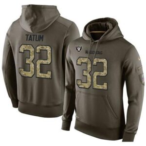 Men Raiders 32 Jack Tatum Green Olive Salute To Service KO Performance Hoodie