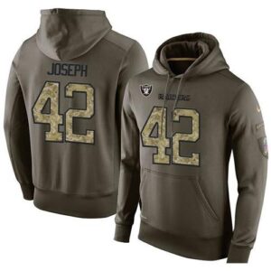 Men Raiders 42 Karl Joseph Green Olive Salute To Service KO Performance Hoodie