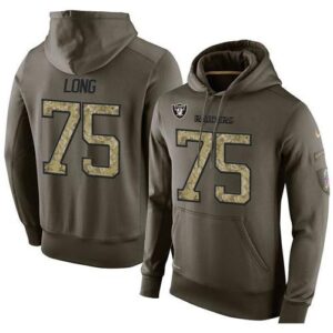 Men Raiders 75 Howie Long Green Olive Salute To Service KO Performance Hoodie