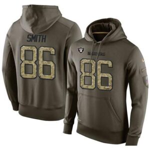 Men Raiders 86 Lee Smith Green Olive Salute To Service KO Performance Hoodie