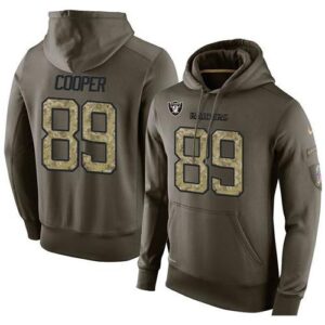 Men Raiders 89 Amari Cooper Green Olive Salute To Service KO Performance Hoodie