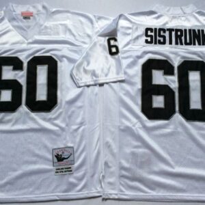 Mitchell and Ness Oakland Raiders #60 Sistrunk Throwback White Jersey