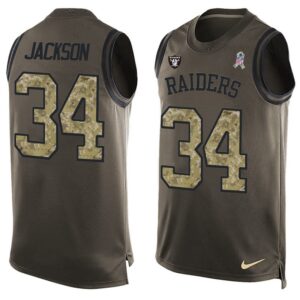 Nike Raiders 34 Bo Jackson Olive Green Salute To Service Tank Top
