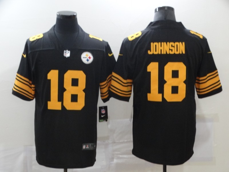 Nike Steelers 18 Diontae Johnson Black Color Rush Limited Men Jersey