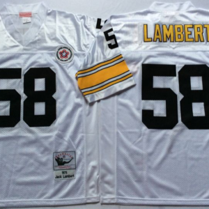 Steelers 58 Lambert White Throwback Men Jersey