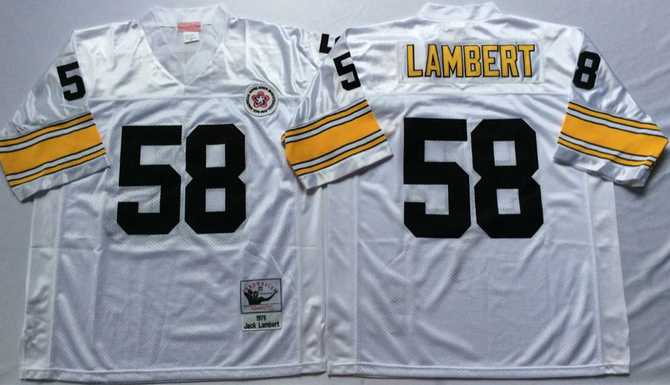 Steelers 58 Lambert White Throwback Men Jersey