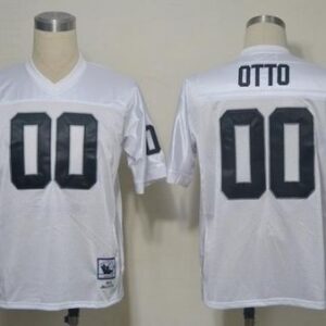Mitchell And Ness Raiders 0 Jim Otto White Embroidered Throwback Jersey