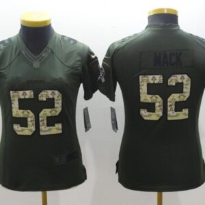 Raiders 52 Khalil Mack Green Women Stitched Salute to Service Jersey