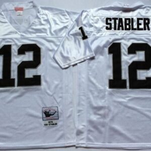 Mitchell and Ness Retired Oakland Raiders 12 Kenny Stabler White Jersey